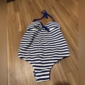 Per D’or Striped Sailor One Piece Swimsuit Size Small